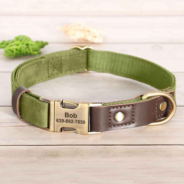 Free Custom PU Leather Dog Collar with Nameplate
