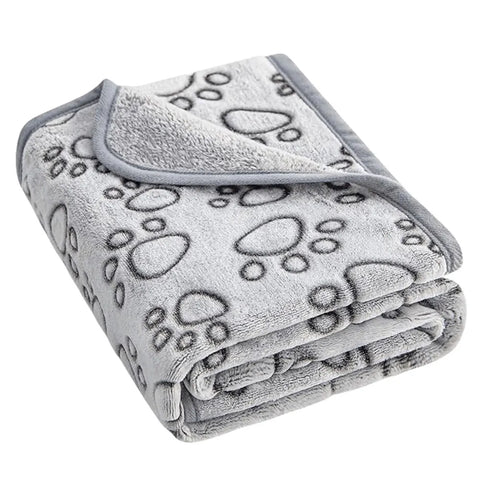 Flannel Dog Blanket Paw Print for Dog Cat Pet Sleep Mat Washable Soft Warm & Comfortable Pet Bed Sheet Mat Dog Sleeping Blankets