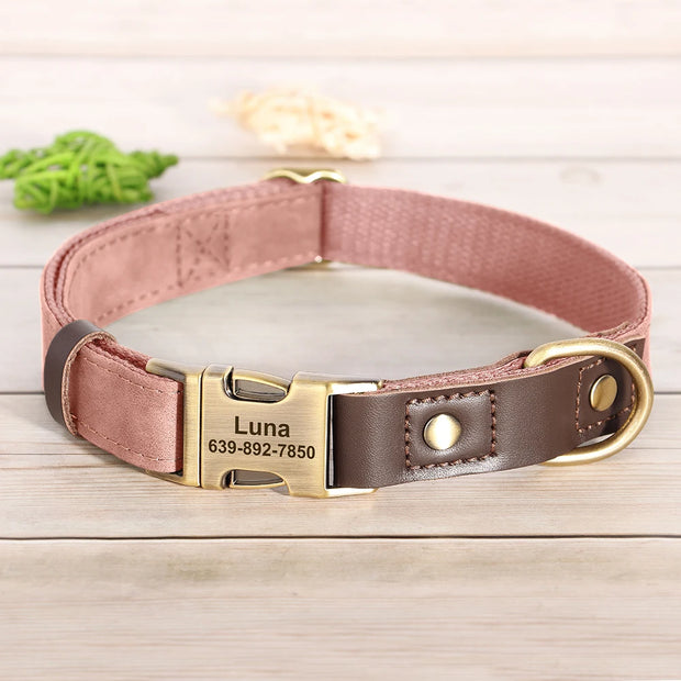 Free Custom PU Leather Dog Collar with Nameplate
