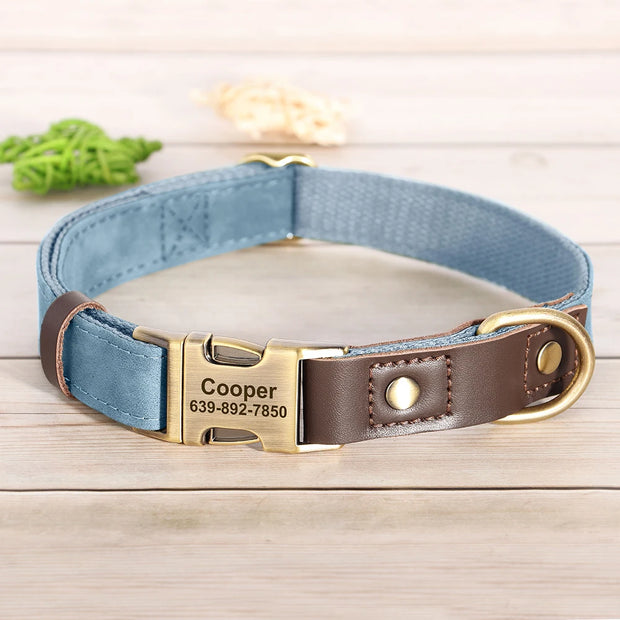 Free Custom PU Leather Dog Collar with Nameplate
