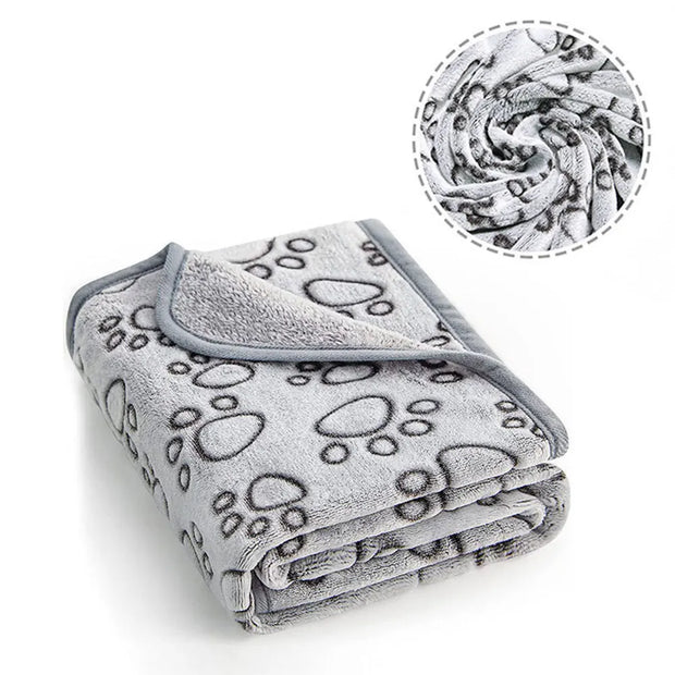 Flannel Dog Blanket Paw Print for Dog Cat Pet Sleep Mat Washable Soft Warm & Comfortable Pet Bed Sheet Mat Dog Sleeping Blankets