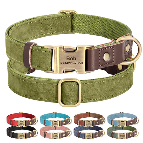 Free Custom PU Leather Dog Collar with Nameplate