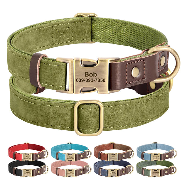 Free Custom PU Leather Dog Collar with Nameplate