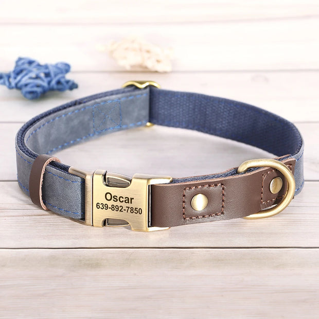 Free Custom PU Leather Dog Collar with Nameplate